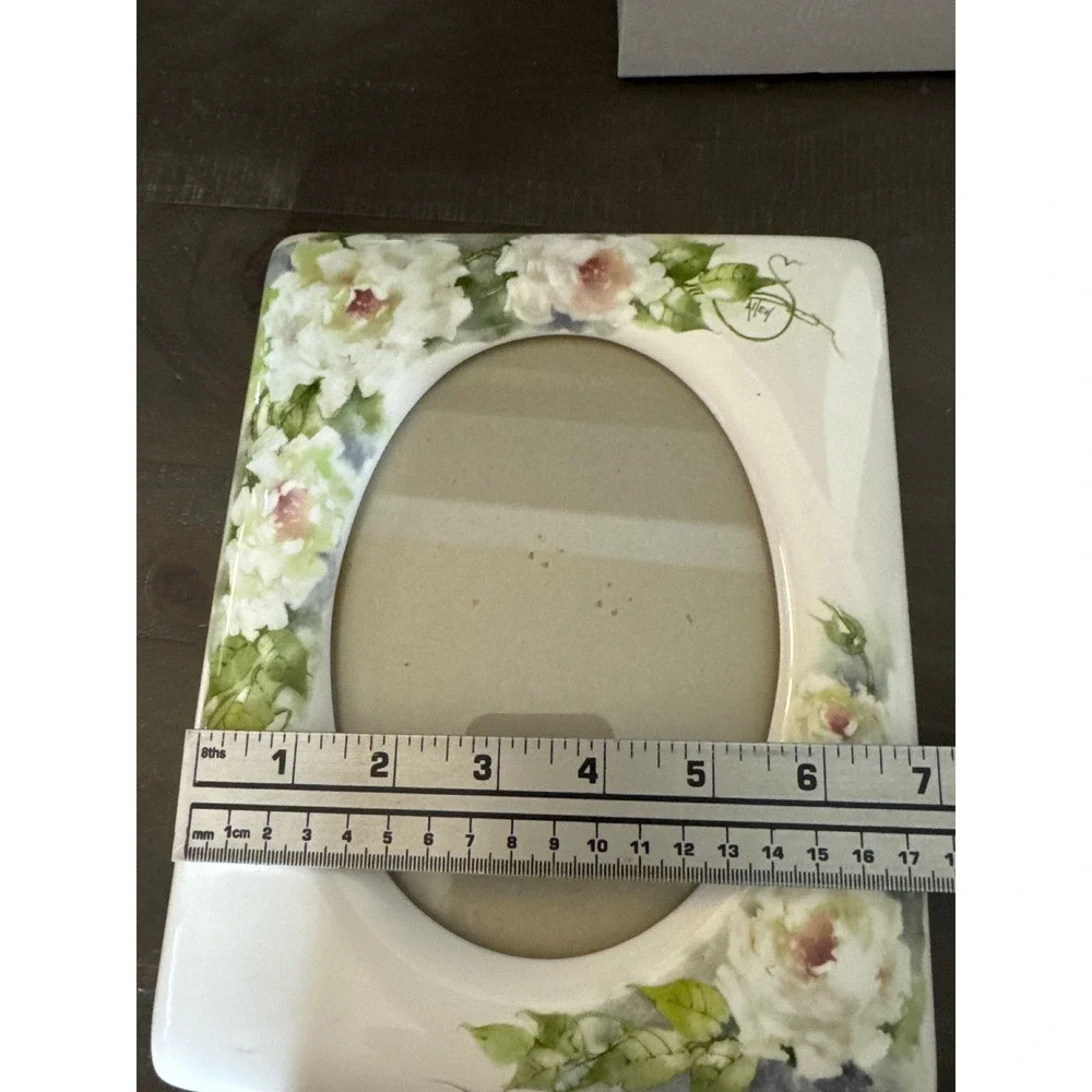 Vintage 1992 Terragrafics Ceramic Floral Picture Frame Hand Painted Roses 7x9